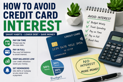 How to Avoid Credit Card Interest infographic for beginners