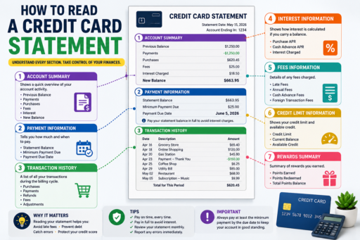 How to Read a Credit Card Statement infographic for beginners