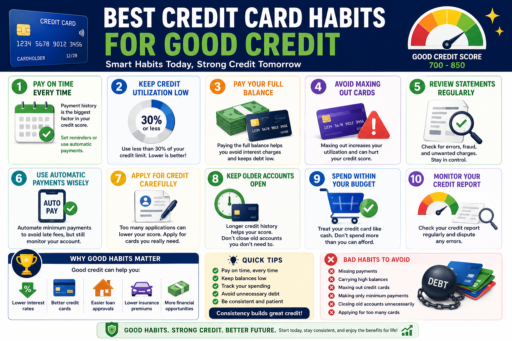 Best Credit Card Habits for Good Credit infographic for beginners
