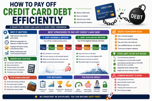 Pay Off Credit Card Debt Efficiently infographic for beginners