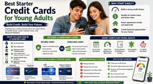 Best Starter Credit Cards for Young Adults infographic guide