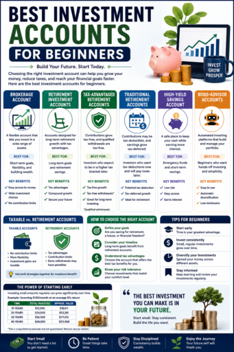 Best Investment Accounts for Beginners infographic guide