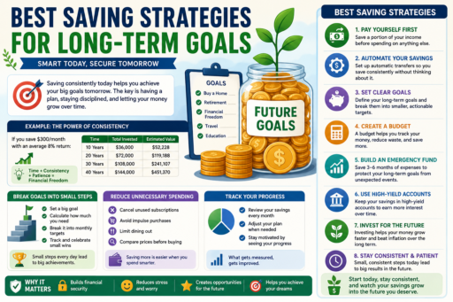 Best Saving Strategies for Long-Term Goals infographic guide