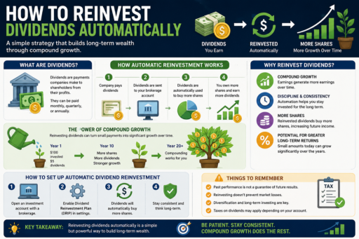 Reinvest Dividends Automatically infographic guide