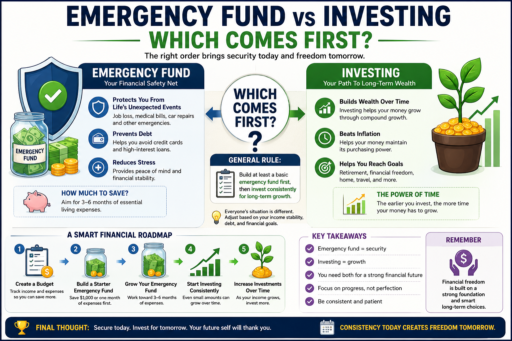Emergency Fund vs Investing Which Comes First infographic guide
