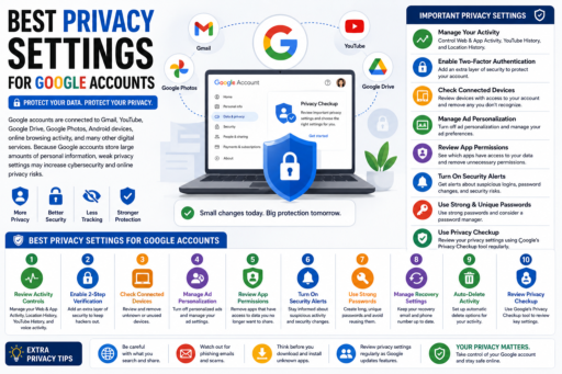 Best Privacy Settings for Google Accounts infographic guide