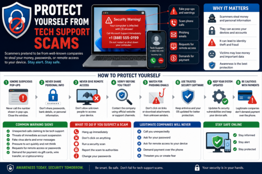 Protect Yourself From Tech Support Scams infographic guide