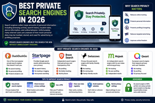 Best Private Search Engines in 2026 infographic guide