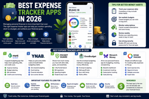 Best Expense Tracker Apps in 2026 infographic guide