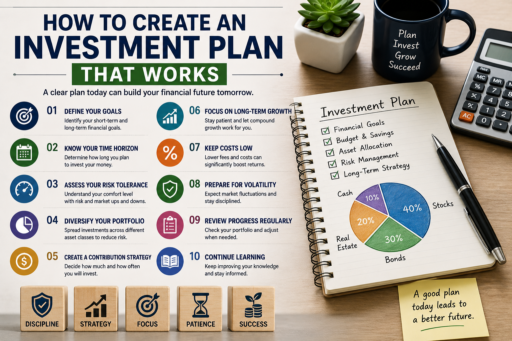 Create an Investment Plan That Works showing financial planning portfolio allocation investing goals and long term wealth building