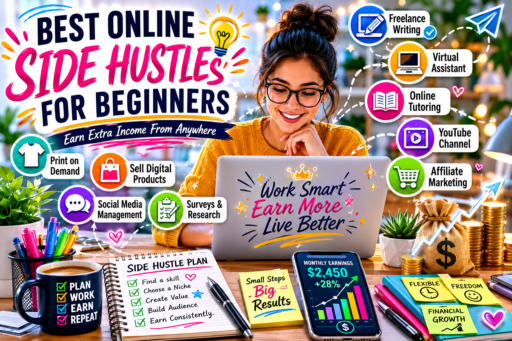 Best Online Side Hustles for Beginners earning extra income from home