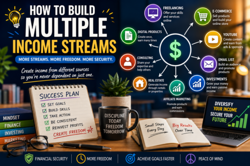 Build Multiple Income Streams through online business, investing, freelancing, and passive income strategies