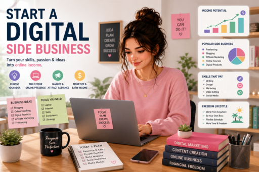 Start a Digital Side Business and build online income through digital entrepreneurship
