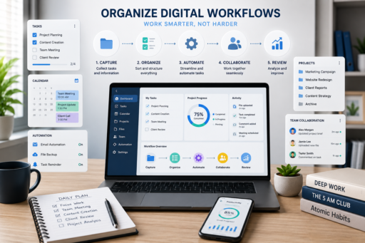 How to Organize Digital Workflows Efficiently using task management, cloud storage, automation, and digital organization