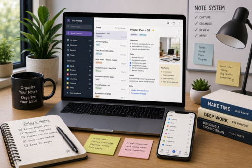 Best Note Organization Systems with digital notebooks, organized folders, tags, and productivity tools