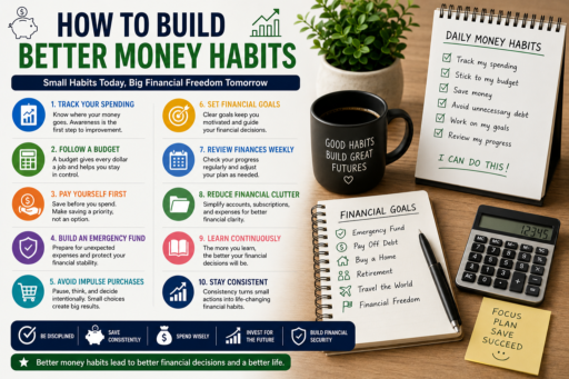 Build Better Money Habits featuring savings goals budgeting plans financial routines and money management concepts